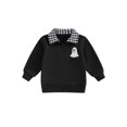 thumbnail image 1 of RUINIXCW Toddler Baby Boy Girl Halloween Sweatshirt Outfit Infant Fall Winter Clothes Embroidery Plaid Lapel Half Zipper Long Sleeve Pullover Tops, 1 of 9