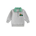 thumbnail image 1 of RUINIXCW Toddler Baby Boy Girl Halloween Sweatshirt Outfit Infant Fall Winter Clothes Embroidery Plaid Lapel Half Zipper Long Sleeve Pullover Tops, 1 of 9