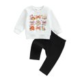 thumbnail image 1 of RUINIXCW Toddler Baby Boy Girl Thanksgiving Outfit Infant Baby Boy Girl Fall Winter Clothes Pumpkin Turcky Printed Long Sleeve Crewneck Sweatshirt Jogger Pants Set, 1 of 9
