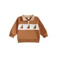 thumbnail image 1 of RUINIXCW Toddler Baby Boy Girl Thanksgiving Sweatshirt Outfit Fall Winter Quarter Zip Sweatshirts Letter Turkey Embroidery Plaid Lapel Long Sleeve Pullover Shirt Top, 1 of 10
