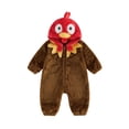 thumbnail image 1 of RUINIXCW Toddler Baby Boy Girl Thanksgiving Turkey Costume Newborn Baby Fall Winter Outfit Warm Fleece Hooded Jumpsuit Infant Zipper Romper Snowsuit, 1 of 9