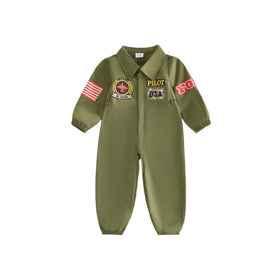RUINIXCW Toddler Baby Boy Pilot Uniform Outfit Infant Baby Boys Halloween Costume Baby Flight Suit Long Sleeve Zipper Jumpsuit Romper Spring Fall Winter Clothes