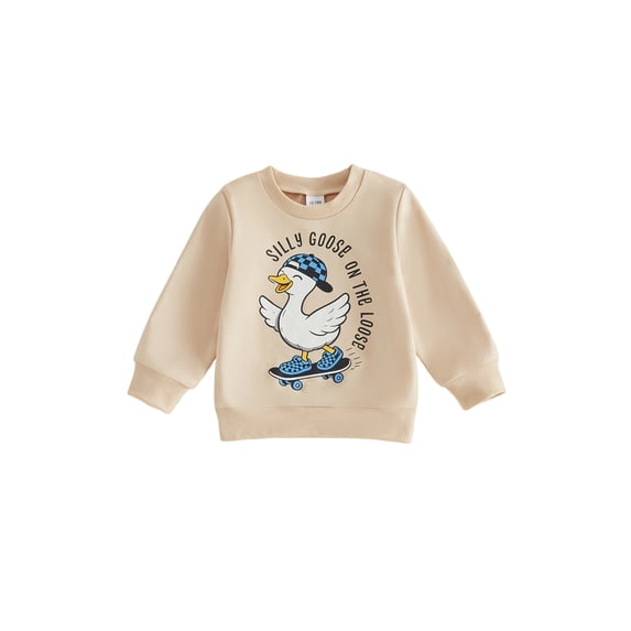 RUINIXCW Toddler Baby Boy Silly Goose Sweatshirt Outfit Little Boy Fall Winter Clothes Casual Crewneck Sweatshirts Long Sleeve Pullover Shirt Tops