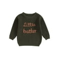 thumbnail image 1 of RUINIXCW Toddler Baby Boy Sweater Little Brother Outfit Infant Boys Spring Fall Winter Knit Sweaters Clothes Long Sleeve Letter Embroidery Knit Tops, 1 of 8