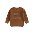 thumbnail image 1 of RUINIXCW Toddler Baby Boy Sweater Little Brother Outfit Infant Boys Spring Fall Winter Knit Sweaters Clothes Long Sleeve Letter Embroidery Knit Tops, 1 of 8