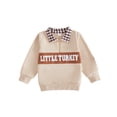 thumbnail image 1 of RUINIXCW Toddler Baby Boy Thanksgiving Sweatshirt Outfit Fall Winter Quarter Zip Sweatshirts Letter Turkey Embroidery Plaid Lapel Long Sleeve Pullover Shirt Top, 1 of 9