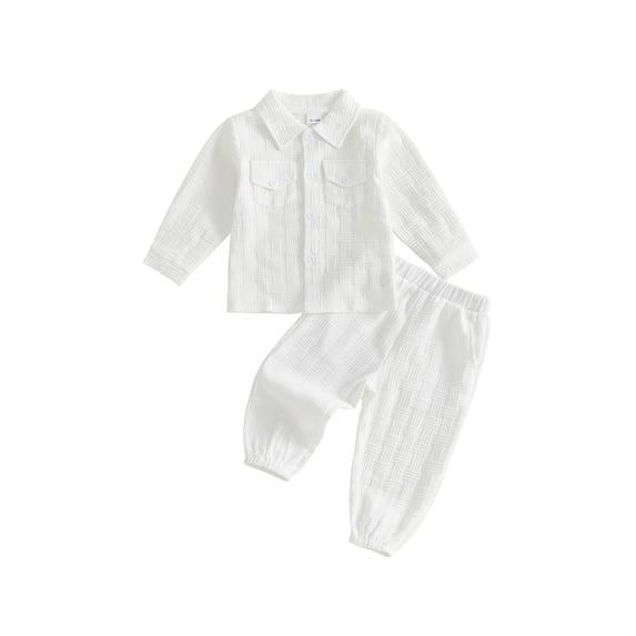 RUINIXCW Toddler Baby Boys Outfit Solid Color Long Sleeve Lapel Shirt with Pants