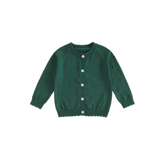 RUINIXCW Toddler Baby Cardigan Sweater Solid Color Ribbed Trim Button Down Crew Neck Long Sleeve Knitted Tops