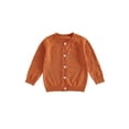 thumbnail image 1 of RUINIXCW Toddler Baby Cardigan Sweater Solid Color Ribbed Trim Button Down Crew Neck Long Sleeve Knitted Tops, 1 of 8