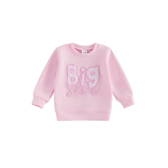 RUINIXCW Toddler Baby Girl Big Sister Sweatshirt Infant Baby Girl Fall Winter Outfit Applique Letters Embroidery Crewneck Long Sleeve Pullover Shirt Top