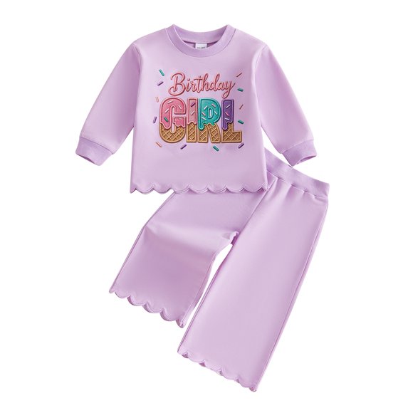 RUINIXCW Toddler Baby Girl Birthday Outfit Long Sleeve Sweatshirt Pants 2 Pcs Set