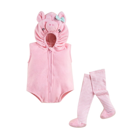 RUINIXCW Toddler Baby Girl Boy Halloween Pig Costume Newborn Infant Fall Winter Cosplay Outfit Warm Fleece Sleeveless Hooded Zip Romper Stockings Set