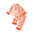thumbnail image 1 of RUINIXCW Toddler Baby Girl Boy Halloween Silk Satin Pajama Set Little Girls PJS Fall Winter Sleepwear Striped Button Down Long Sleeve Shirt Pants Set, 1 of 10