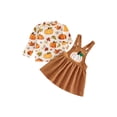 thumbnail image 1 of RUINIXCW Toddler Baby Girl Boy Halloween Thanksgiving Outfit Fall Winter Clothes Pumpkin Maple Leaf Long Sleeve Mock Neck Tops Corduroy Overall Dress, 1 of 10