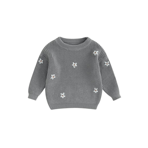 RUINIXCW Toddler Baby Girl Boy Knit Sweaters Newborn Infant Girl Fall Winter Clothes Kids Flower Jacquard Long Sleeve Knitwear Jumper Pullover Top