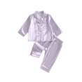 thumbnail image 1 of RUINIXCW Toddler Baby Girl Boy Silk Satin Pajamas Set Kids Spring Fall Winter PJS Set Sleepwear Striped Button Down Collar Long Sleeve Shirt Tops and Pants Set Loungewear Homewear, 1 of 7