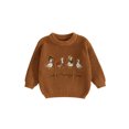 thumbnail image 1 of RUINIXCW Toddler Baby Girl Boy Thanksgiving Sweater Outfit Infant Boy Girl Fall Winter Clothes Kids Turcky Goose Knit Sweater Jumper Pullover Tops, 1 of 10