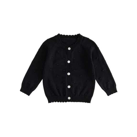 RUINIXCW Toddler Baby Girl Cardigan Sweater Kids Fall Winter Warm Knit Sweaters Jacket Newborn Infant Scalloped Edge Dots Long Sleeve Button Down Knitwear Coat Tops