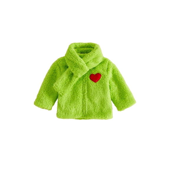 RUINIXCW Toddler Baby Girl Christmas Coat Front Zip Long Sleeve Jacket with Scarf