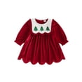 thumbnail image 1 of RUINIXCW Toddler Baby Girl Christmas Dress Embroidery Crew Neck Long Sleeve Dress, 1 of 9