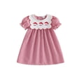 thumbnail image 1 of RUINIXCW Toddler Baby Girl Christmas Dress Little Baby Girls Red Gingham Plaid Dress Puff Short Sleeve Scalloped Doll Collar A-line Dress, 1 of 9