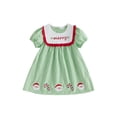 thumbnail image 1 of RUINIXCW Toddler Baby Girl Christmas Dress Little Girls Xmas Holiday Party Dress Cute Santa Candy Cane Embroidery Short Sleeve Gingham Plaid Dress, 1 of 10
