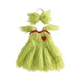 thumbnail image 1 of RUINIXCW Toddler Baby Girl Christmas Elf Costume Outfit Infant Girl Christmas Dress Heart Embroidery Green Furry Fly Sleeve Party Xmas Dress Headband, 1 of 10