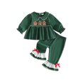 thumbnail image 1 of RUINIXCW Toddler Baby Girl Christmas Outfit Long Sleeve Tops and Bell Bottoms 2Pcs, 1 of 8