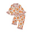 thumbnail image 1 of RUINIXCW Toddler Baby Girl Christmas Pajamas Set Kids Spring Fall Winter PJS Sleepwear Ruffled Button Down Collar Long Sleeve Shirt Tops Pants Set, 1 of 10