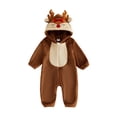 thumbnail image 1 of RUINIXCW Toddler Baby Girl Christmas Reindeer Costume Kid Infant Fall Winter Xmas Clothes Warm Fleece Snowsuit Jumpsuit Long Sleeve Hooded Zip Romper, 1 of 10