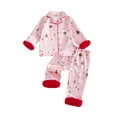 thumbnail image 1 of RUINIXCW Toddler Baby Girl Christmas Silk Satin Pajama Set Kids Girls Xmas PJS Fall Winter Goose Sleepwear Button Down Long Sleeve Shirt Pants Set, 1 of 10