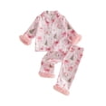 thumbnail image 1 of RUINIXCW Toddler Baby Girl Christmas Silk Satin Pajama Set Little Girls Xmas PJS Fall Winter Sleepwear Santa Button Down Long Sleeve Shirt Pants Set, 1 of 10