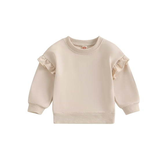 RUINIXCW Toddler Baby Girl Crewneck Sweatshirt Nebworn Infant Baby Girl Boy Spring Fall Winter Clothes Ruffled Long Sleeve Solid Basic Pullover Sweater Shirts Tops