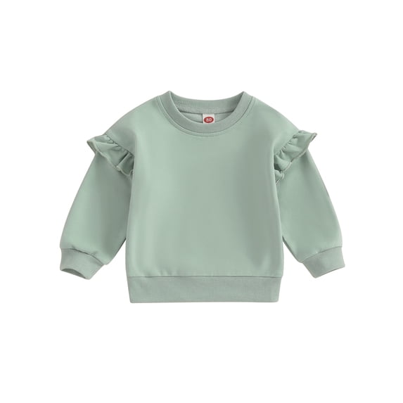 RUINIXCW Toddler Baby Girl Crewneck Sweatshirt Nebworn Infant Baby Girl Boy Spring Fall Winter Clothes Ruffled Long Sleeve Solid Basic Pullover Sweater Shirts Tops