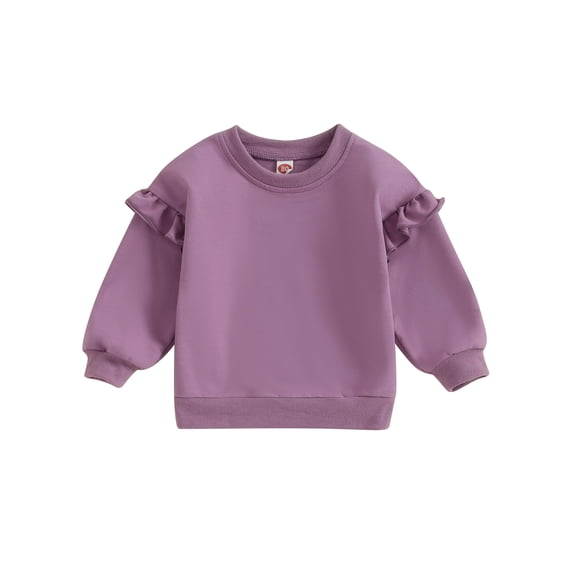RUINIXCW Toddler Baby Girl Crewneck Sweatshirt Nebworn Infant Baby Girl Boy Spring Fall Winter Clothes Ruffled Long Sleeve Solid Basic Pullover Sweater Shirts Tops