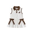 thumbnail image 1 of RUINIXCW Toddler Baby Girl Football Dress Outfit Infant Girl Summer Fall Tank Dress Rubby Embroidery Sleeveless Turn Down Collar Dot Ruffled Dress, 1 of 10