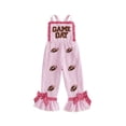thumbnail image 1 of RUINIXCW Toddler Baby Girl Football Game Day Outfit Gingham Plaid Romper Overall Rugby Embroidery Sleeveless Jumpsuit Overalls Bell Bottoms, 1 of 9