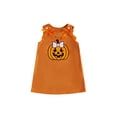 thumbnail image 1 of RUINIXCW Toddler Baby Girl Halloween Dress Outfit Infant Baby Girls Fall Clothes Sleeveless Pumpkin Embroidery Corduroy Tank Dress with Bow, 1 of 9
