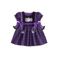 thumbnail image 1 of RUINIXCW Toddler Baby Girl Halloween Dress Outfit Little Baby Girl Summer Fall Plaid Dress Funny Ghost Pumpkin Bows Casual Short Sleeve A Line Dress, 1 of 9
