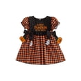 thumbnail image 1 of RUINIXCW Toddler Baby Girl Halloween Dress Outfit Little Baby Girl Summer Fall Plaid Dress Funny Ghost Pumpkin Bows Casual Short Sleeve A Line Dress, 1 of 9