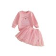 thumbnail image 1 of RUINIXCW Toddler Baby Girl Halloween Thanksgiving Outfit Infant Baby Girl Fall Winter Clothes Pumpkin Long Sleeve Sweatshirt with Tulle Tutu Skirt Set, 1 of 7