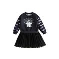 thumbnail image 1 of RUINIXCW Toddler Baby Girl Halloween Tutu Dress Outfit Kids Little Girl Fall Winter Dress Ghost Spider Web Print Long Sleeve Patchwork Tulle Dress, 1 of 9