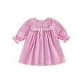 thumbnail image 1 of RUINIXCW Toddler Baby Girl Spring Fall Plaid Gingham Dress 6 12 18 24 Months 2 3 4 Years Sweet Doll Collar Long Sleeve Button Front A-line Dress, 1 of 9