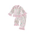 thumbnail image 1 of RUINIXCW Toddler Baby Girl Spring Fall Winter Pajamas Set Kids PJS Sleepwear Floral Print Ruffled Button Down Collar Long Sleeve Shirt Tops Pants Set, 1 of 10