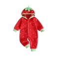 thumbnail image 1 of RUINIXCW Toddler Baby Girl Strawberry Costume Halloween Long Sleeve Hooded Jumpsuit, 1 of 8