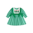 thumbnail image 1 of RUINIXCW Toddler Baby Girls Christmas Dress Adorable Tree Embroidery Long Sleeve Round Neck Plaid Dress, 1 of 8