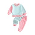 thumbnail image 1 of RUINIXCW Toddler Baby Girls Fall Outfit Contrast Color Long Sleeve Sweatshirt Pants, 1 of 8