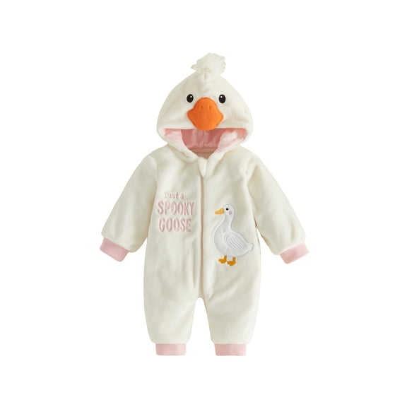 RUINIXCW Toddler Baby Goose Costume Kids Halloween Animal Costume Newborn Infant Girl Boy Fall Winter Snowsuit Plush Jumpsuit Long Sleeve Hood Romper