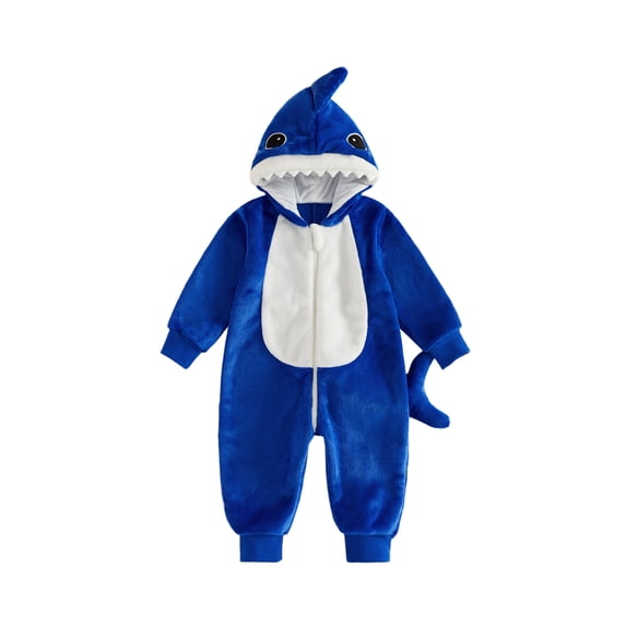RUINIXCW Toddler Baby Halloween Animal Costume Infant Dinosaur Shark Bunny Costume Baby Girl Boy Halloween Outfit Fall Winter Romper Warm Plush Long Sleeve Zipper Hood Jumpsuit with Tail