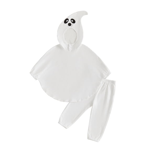 RUINIXCW Toddler Baby Halloween Ghost Costumes Kids Baby Boy Girl Halloween Outfit Hooded Caped Tops with Pants Set Cosplay Party Clothes